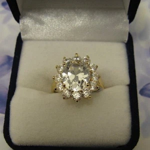 Dolly-Bijoux Grosse Bague Marquise de Diamant Cz 20 mm Plaqué Or 18K 5 Microns - Picture 1 of 8