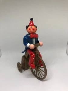 Vintage Wind-Up Clown on Tricycle Toy, Broken Pedals Repaired, Front Wheel Fixed - Picture 1 of 13