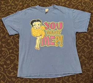 Rare VTG Betty Boop You Want Me Take A Number Graphic T-Shirt Cartoon Blue🔥 - Picture 1 of 10