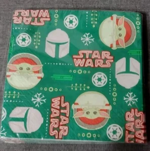 two 2 individual Star Wars Yoda Christmas paper napkins decoupage crafts - Picture 1 of 2