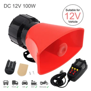 Bocina de sirena de alarma universal de 7 tonos electrónica para automóvil/motor con micrófono altavoz PA - Imagen 1 de 12