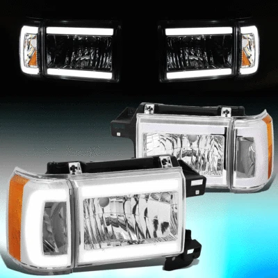PARA FORD BRONCO F150 F250 1987-1991 LED DRL FAROS ESQUINEROS CROMO ÁMBAR Foto 1 de 4