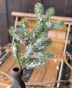 Artificial Greenery Pick Snowy Pine Christmas Floral Spray Winter Decor 16 inch - Picture 1 of 6