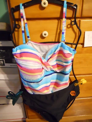 2 tankini multicolorido de bambu XXL (14-16) novo com etiquetas controle de barriga, alças conversíveis - Imagem 1 de 4