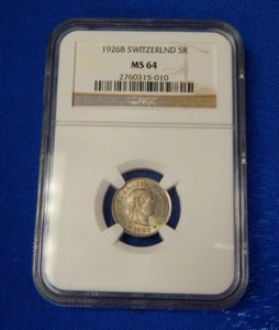1926B SWITZERLAND 5 RAPPEN - NGC CERTIFIED MS 64 - (GFC 65) - Picture 1 of 2