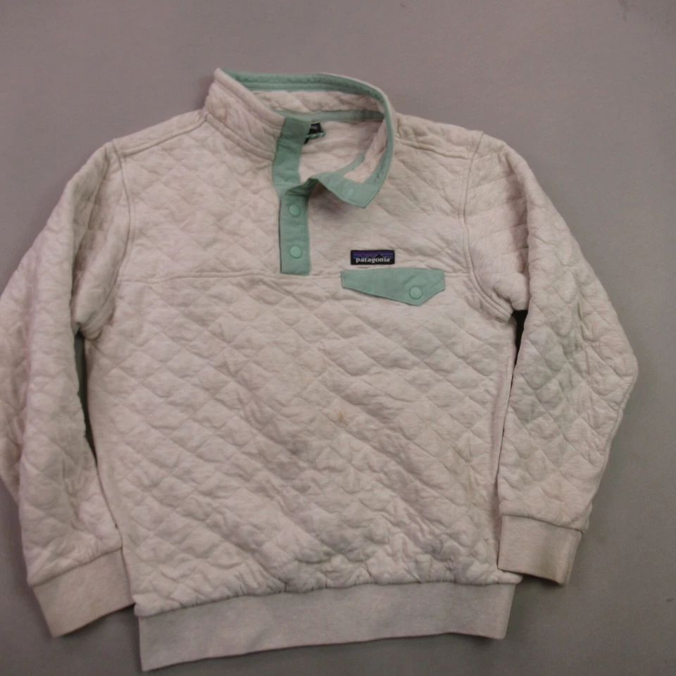 Patagonia Sweater Girls XL Long Sleeve Pullover Casual 1/4 Snap Pink - Image 1 of 4