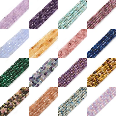 6mm Faceted Gemstone rondelle loose beads strand 15.5-16" DIY Jewelry Making - Image 1 of 2