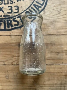 Vintage Oak Brand Dairy Bottle Freeport Il Clear Embossed Half Pint Ribbed Neck - Picture 1 of 5