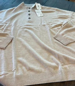 NWT - Mens TOMMY BAHAMA Beige 100% CASHMERE Mock Neck Pullover Sweater (2XLB) - Picture 1 of 3