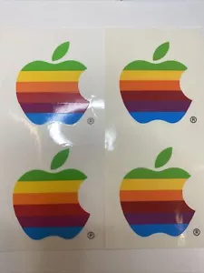 4 Vintage Apple Computer RAINBOW Logo Decal Stickers 1990s NEW Rare Set - Picture 1 of 7