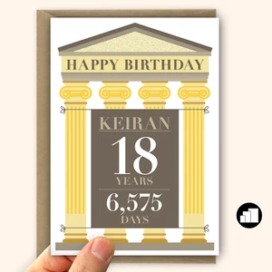 18th birthday card for boy or girl, classic 18, personalised name, son daughter - Picture 1 of 10
