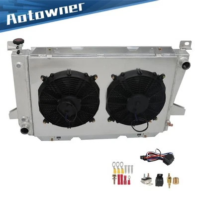 1451 4 Row Radiator+Shroud Fan For Ford F150 F250 F350 Bronco 7.5L V8 1985-1997 Foto 1 de 4