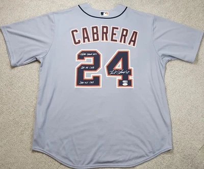 JSA MIGUEL CABRERA SIGNED & MULTI INSCRIBED DETROIT TIGERS NIKE JERSEY NWT - Image 1 of 4