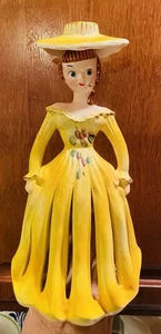 Rarissimo tovagliolo e portacandele vintage anni 50 Kreiss & Company Lady - Foto 1 di 6