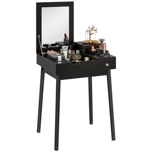 HOMCOM Dressing Table Vanity Desk Flip-up Mirror 2 Drawers, Black - Picture 1 of 11