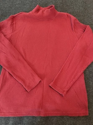 Suéter Eddie Bauer Acanalado Texturizado Tejido Rojo/Rosa Cuello Alto Medio Alto Foto 1 de 4