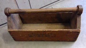 Vintage handgefertigte 16" Holz Werkzeugkiste Caddy mit Holzgriff - Bild 1 von 13