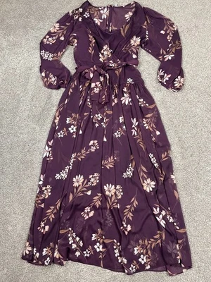 Calvin Klein Dress Womens 10 Purple Maxi Flowy Cottage Fairy Peasant Core Floral - Image 1 of 4