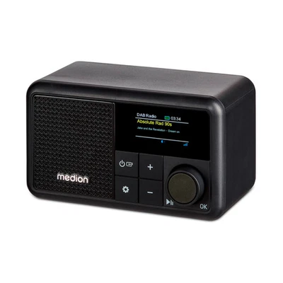 MEDION S66822 Tragbares mini DAB+ Radio mit Bluetooth Akku AUX USB-C schwarz - Bild 1 von 4