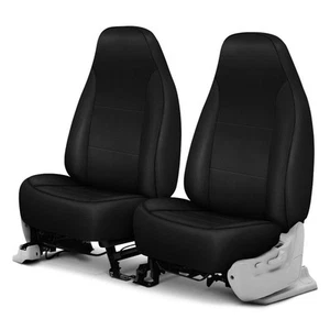 For Dodge Caravan 01-03 Saddleman Leatherette 1st Row Black Custom Seat Covers - Picture 1 of 11