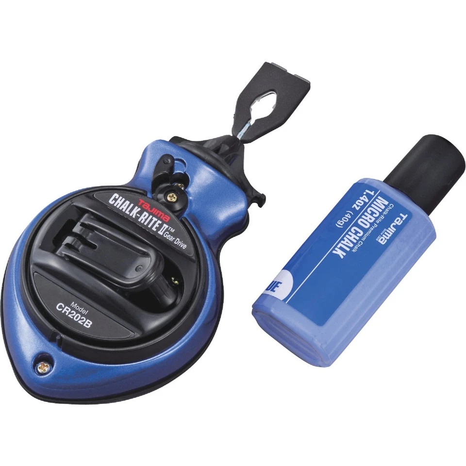 Tajima Chalk-Rite II 100 Ft. Ultra-Thin Chalk Line Reel and Chalk, Blue CR202B-P - Image 1 of 1