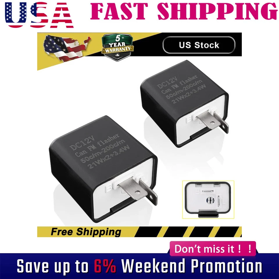 2pin Adjustable LED Flasher Relay Turn Signal Blinker Light for Motorcycle 12v