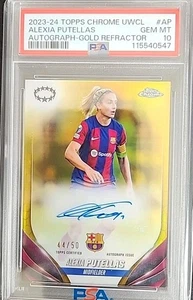 Alexia Putellas 2023-24 Topps Chrome Women's Gold Refractor Auto #44/50 PSA 10 - Picture 1 of 2