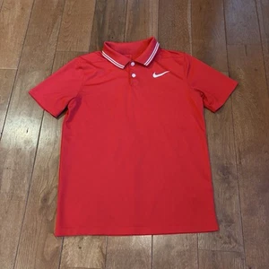 Boys Nike Dri Fit Victory Golf Polo Shirt Red White BV0404-657 sz M - Picture 1 of 12