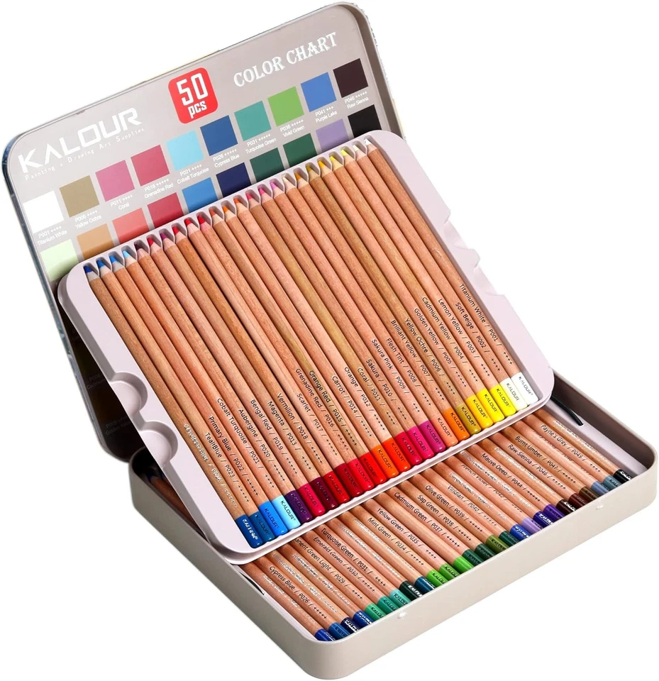 Pro Pastel Chalk Colored Pencils Set of 50 Colors Color Charcoal Pencils for - Image 1 of 4