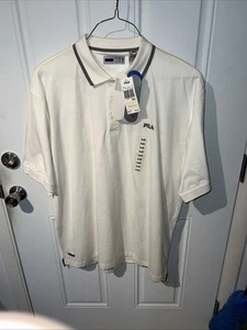 FILA Polo Camicia Uomo 2XL XXL Crema Poliestere Golf Performance NUOVA $42 - Foto 1 di 20