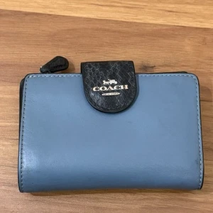 Coach Medium Corner Zip Wallet Colorblock Indigo Blue Leather - Bild 1 von 13