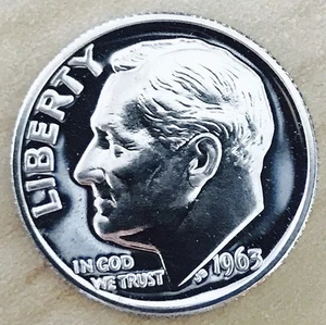 1963 ROOSEVELT PROOF! BEAUTIFUL GEM+*SILVER* LIQUID MIRRORS$$ WOW NR #M403_159 - Picture 1 of 2