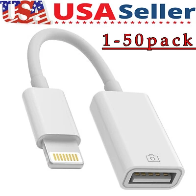 To Camera USB Female OTG Connector Adapter Cable For Apple iPhone iPad iPod lot - Image 1 of 4