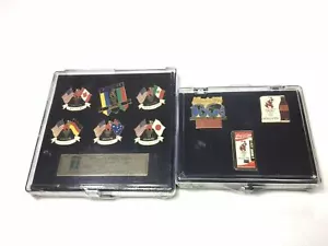1996 ATLANTA OLYMPIC GAMES COLLECTOR 6 PIN SET WELCOME BANNER FLAGS FACTORY SEAL - Picture 1 of 10