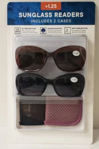 Eyewear 2 pk 400 UV Protect Bifocal Sunglass Pool Beach Readers 1.25 New Box T6 - Picture 1 of 2