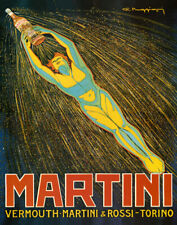 MARTINI VERMOUTH ROSSI TORINO FLYING MAN DRINK ITALY POSTER REPRO FREE S/H