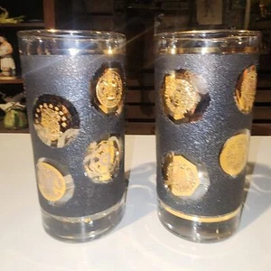 LIBBY Mid Century MCM Gold Coin Longdrinkgläser 2er Set Mad Men - Bild 1 von 2