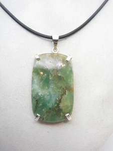 Choker IN Rubber With Chrysoprase Natural - Pendant Stone Semiprecious - Picture 1 of 7