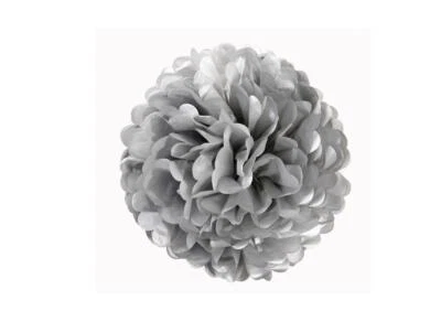 8'' Tissue Paper Pompom Silver for Wedding & Party Decorations Supplies - Pack 5 - Image 1 of 3