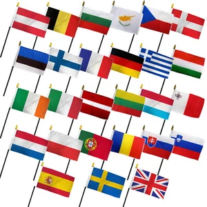 27er Set Europäische Union Flaggen Set EU Länderflaggen 4x6 Zoll Schreibtischflaggen - Bild 1 von 1