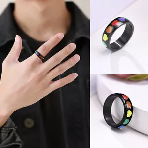 Regenbogen Paarringe Fingerring Damenring Verlobungsring Edelstahl ↻ æ - Bild 1 von 19