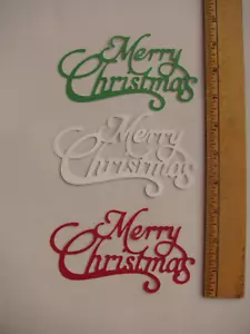 MERRY CHRISTMAS Die Cuts 3 Pieces Green White Red NEW - Picture 1 of 1