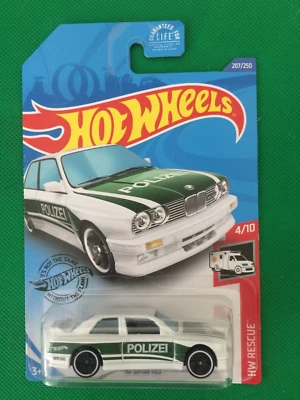 2020 Hot Wheels '92 BMW M3 Police HW Rescue  Polizei White Car No. 4/10 b87 - Image 1 of 4
