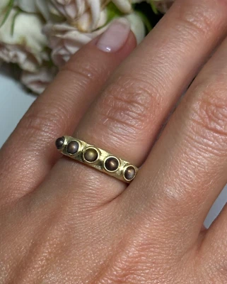 925 STERLING SILVER GOLD PLATED PEARLS RING SIZE 6 Foto 1 de 4