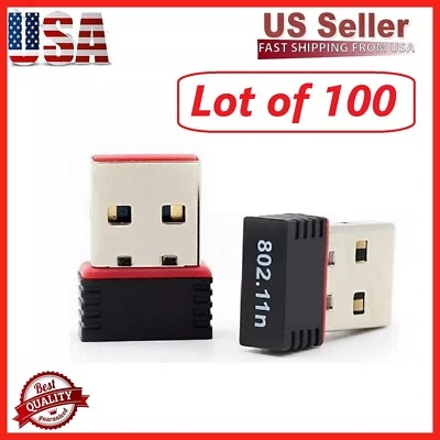 Lot of 100 Mini USB WiFi WLAN Wireless Network Adapter 802.11 Dongle RTL8188 WIN - Image 1 of 4