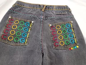 COOGI Boys Loose Fit or Womens Jeans Embroidered Rainbow Logo Sz 16, 28" waist - Picture 1 of 12
