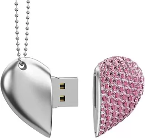 Diamond Crystal Heart Necklace USB 2.0 32GB 10PCS Flash Drive Memory Stick Pink - Picture 1 of 12
