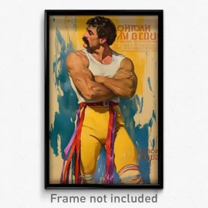 Griechisches Filmposter - Mann fühlt sich stark, kaleidoskopisches Band getrimmte Beinbekleidung - Bild 1 von 1