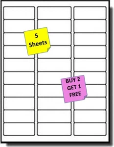[5 Sheets] Generic Address Labels White 1" x 2-5/8" 30 per sheet LASER/INK B2G1 - Imagen 1 de 1