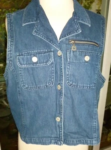 Jones New York Sport BLAUE DENIMWESTE Damengröße M/L, Knopfleiste, 3 Taschen Sehr guter Zustand/Ex - Bild 1 von 6